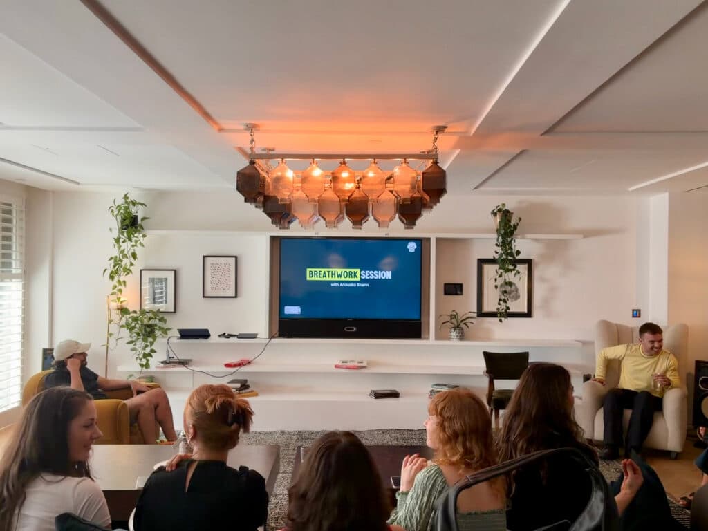 Corporate breathwork class for company off-site